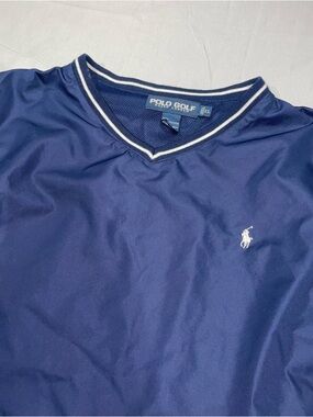 Vintage Polo Golf Ralph Lauren Navy Blue Mesh Lined Windbreaker Vest